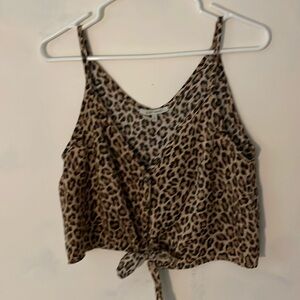 Cropped Leopard Print Tie Tank